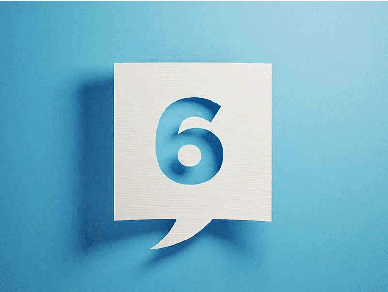 Cutout of the number 6 over a blue background