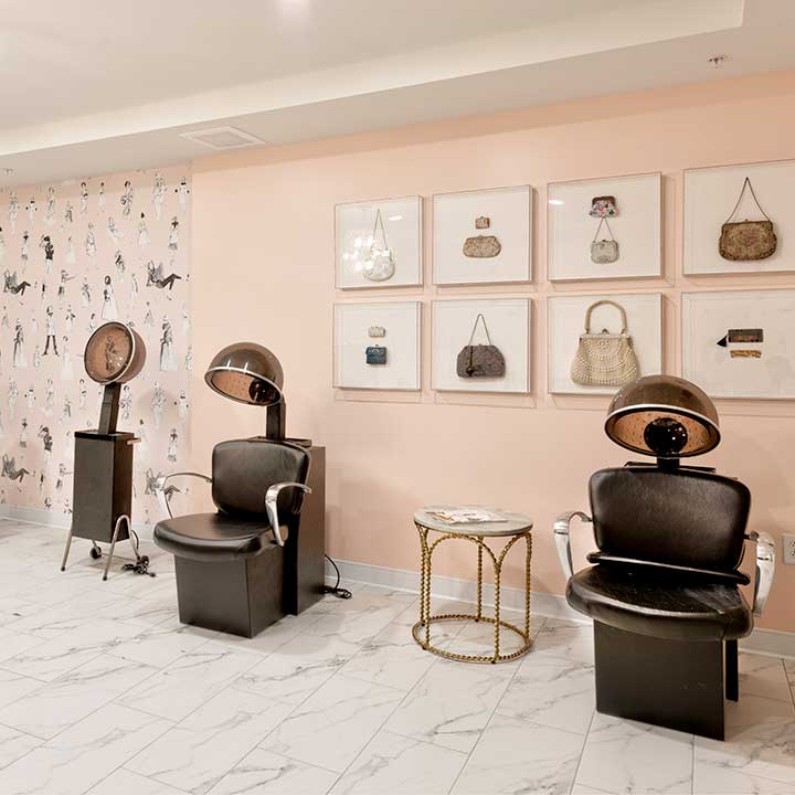 Heartis Venice salon with beauty chairs and attached hair dryers