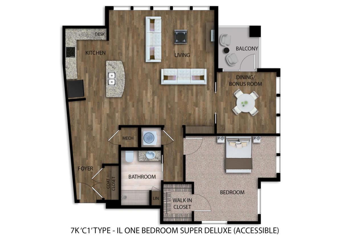One-Bedroom Super Deluxe floor plan