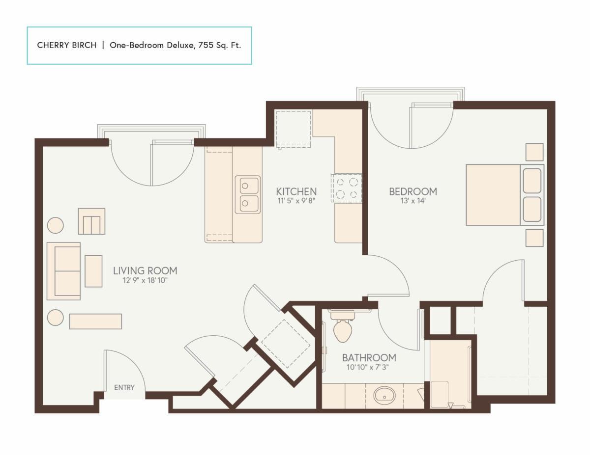 One-Bedroom Deluxe floor plan